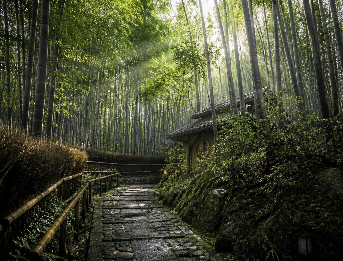 Quiet temple garden path in Kyoto, Japan